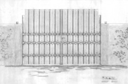 Der handgezeichnete Entwurf des Seukendorfer Friedhofstors.